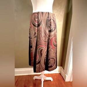 Women’s skirt size 2 taupe brown paisley fully lined wool skirt by Etcetera,